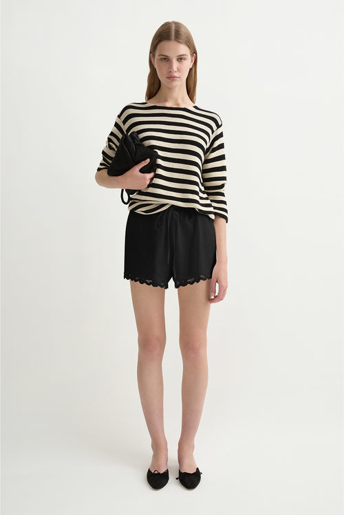 Miles L.S Top - Cream & Black