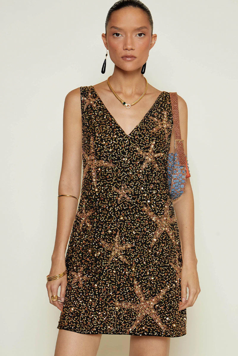 Christabel Dress - Starfish Embellishment Gold