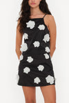 Flower Satin Mini Skirt - Black