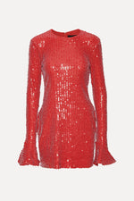 Sequins Ls Mini Dress - Racing Red