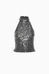 Net Sequin Halter Neck - Blackened Pearl