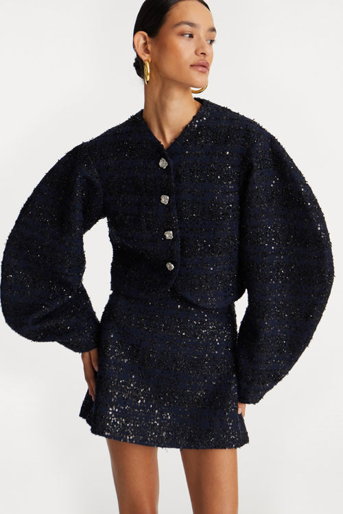 Boucle Mini Skirt - Navy