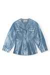 Foil Denim Fitted Blazer - Heather