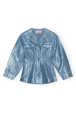 Foil Denim Fitted Blazer - Heather