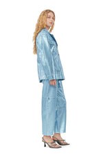 Foil Denim Fitted Blazer - Heather