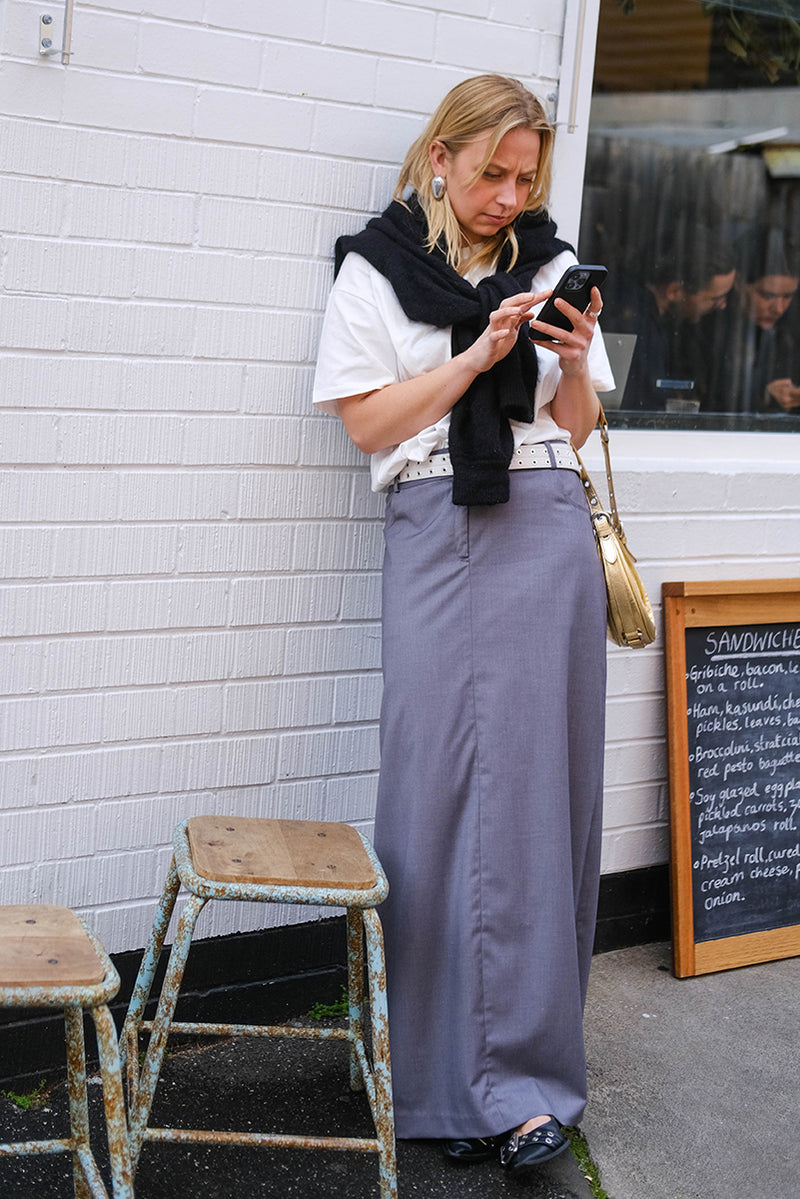 Rue Column Skirt - Grey