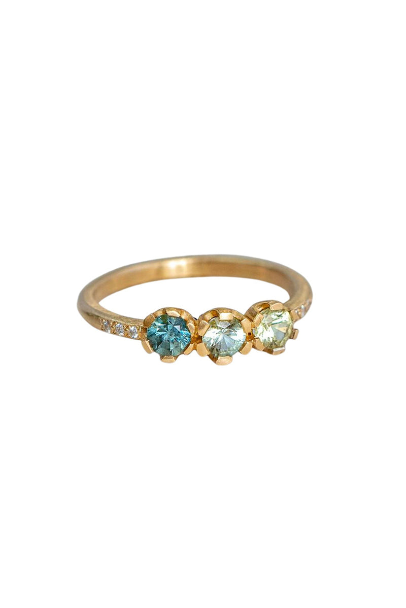 Shades of Green Juliet Ring - 9ct YG