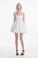 Taffeta Diamante Mini Dress - White