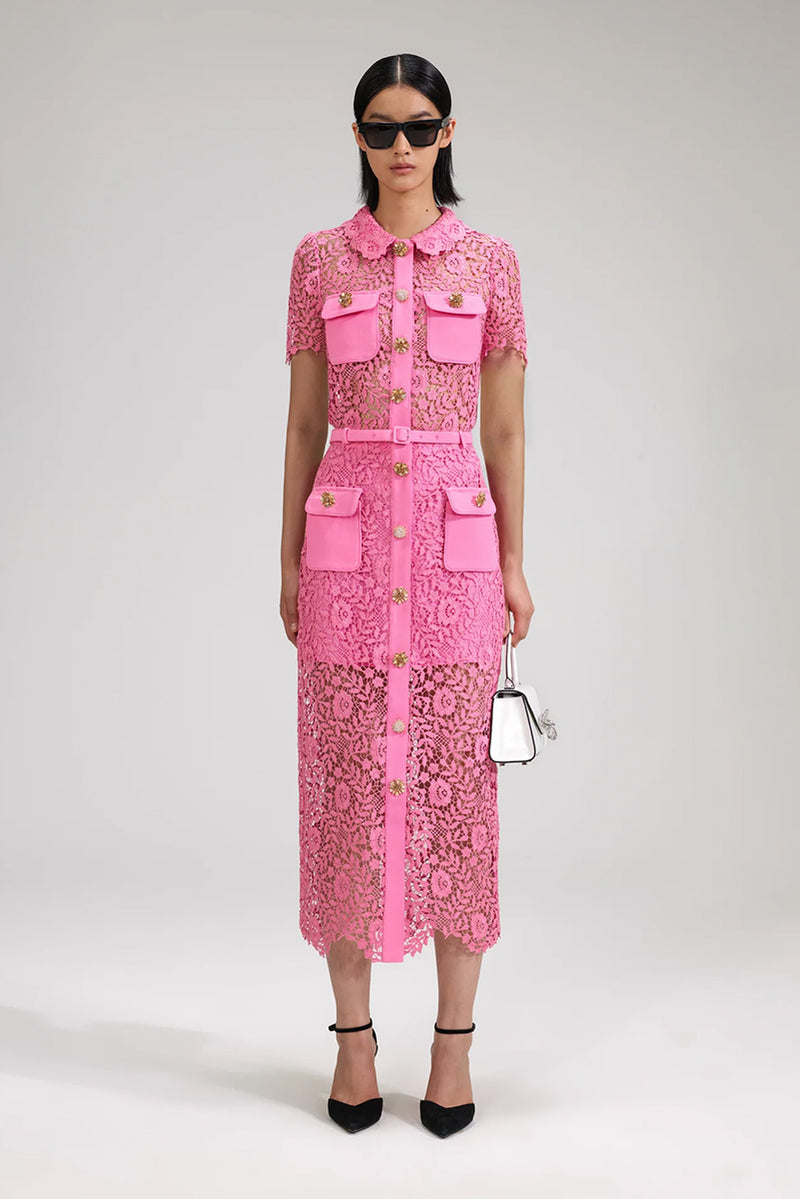 Lace Midi Skirt - Pink Rose