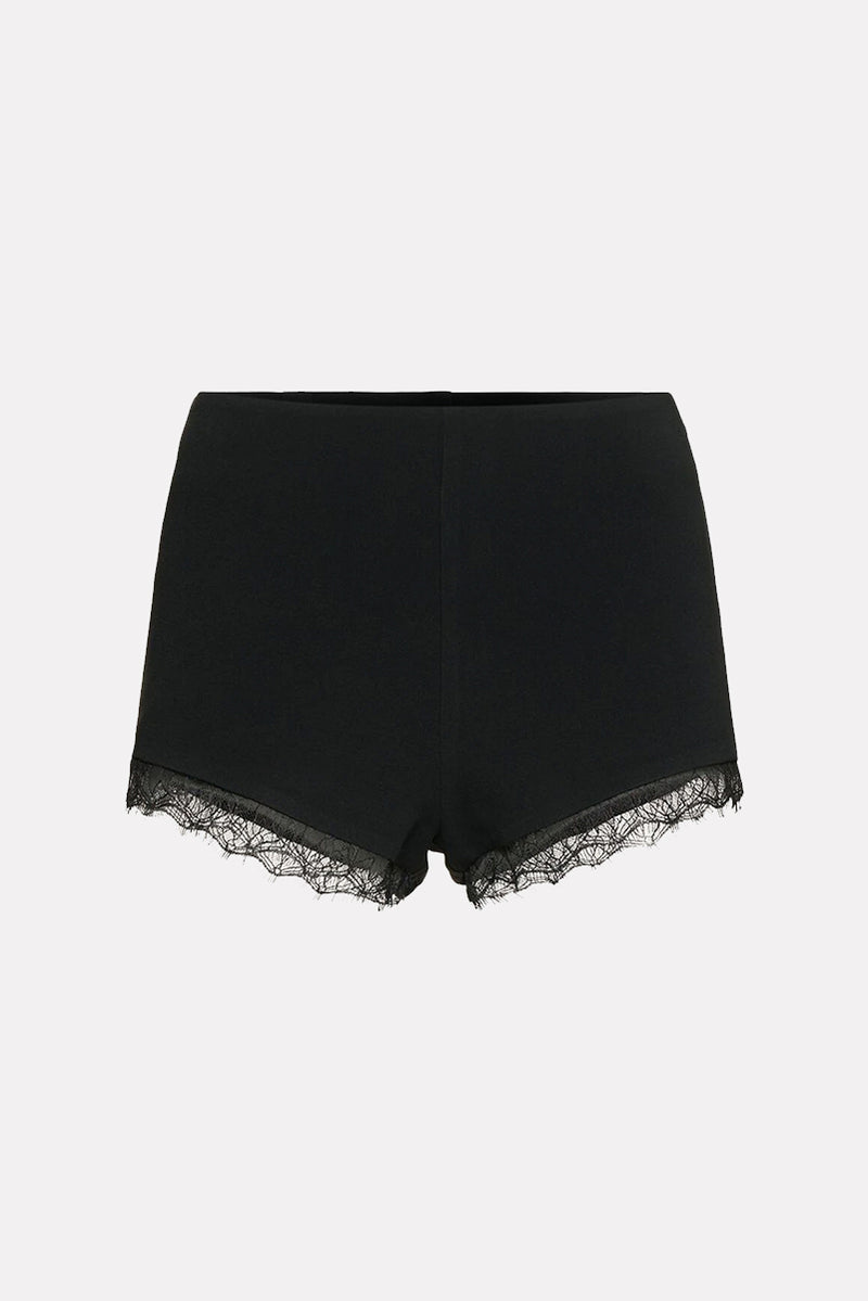 Stretch Crepe  Lace Short - Black