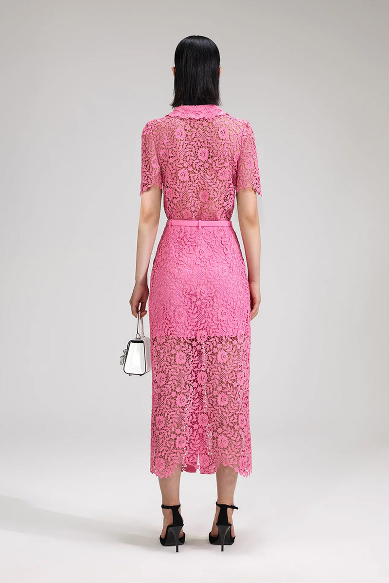 Lace Midi Skirt - Pink Rose