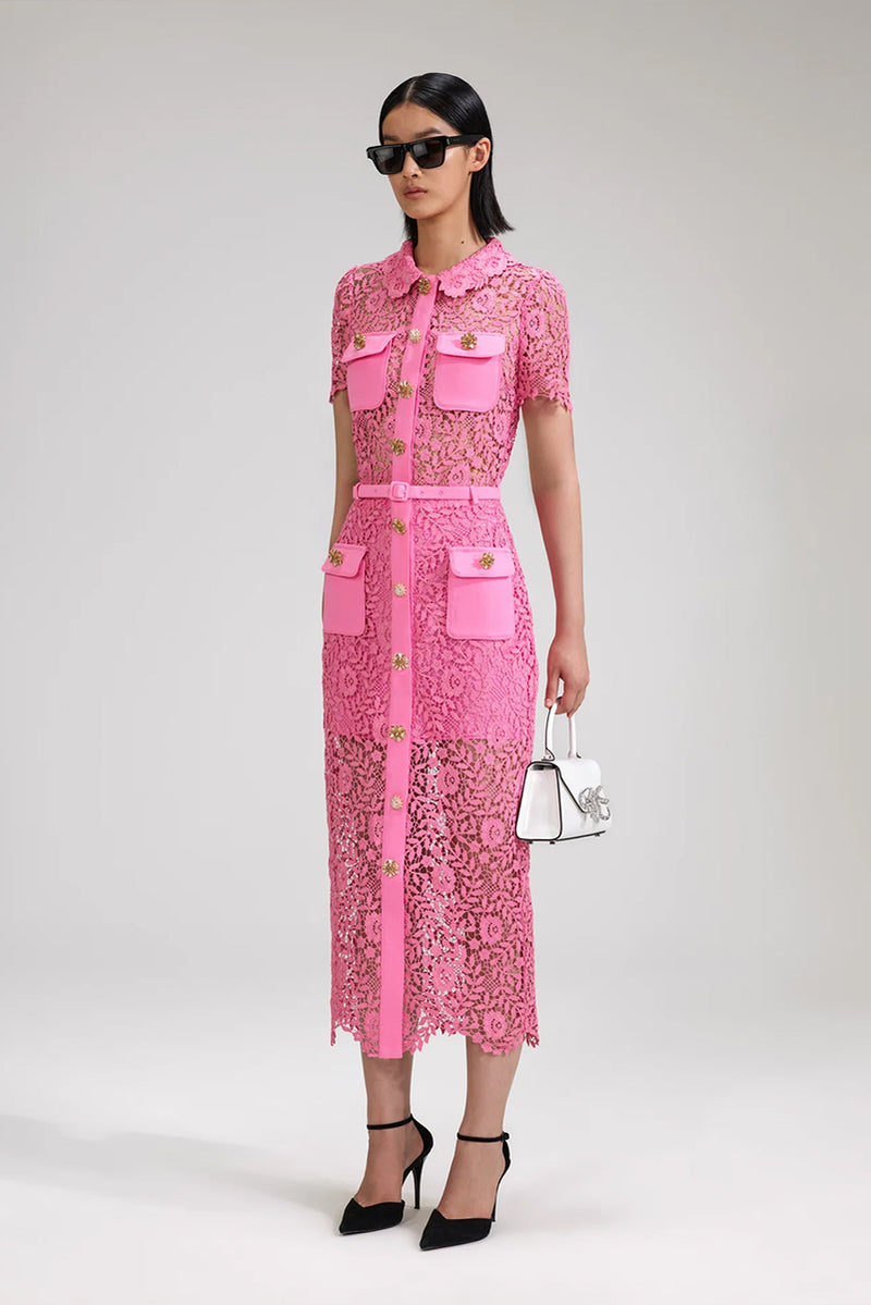 Lace Midi Skirt - Pink Rose