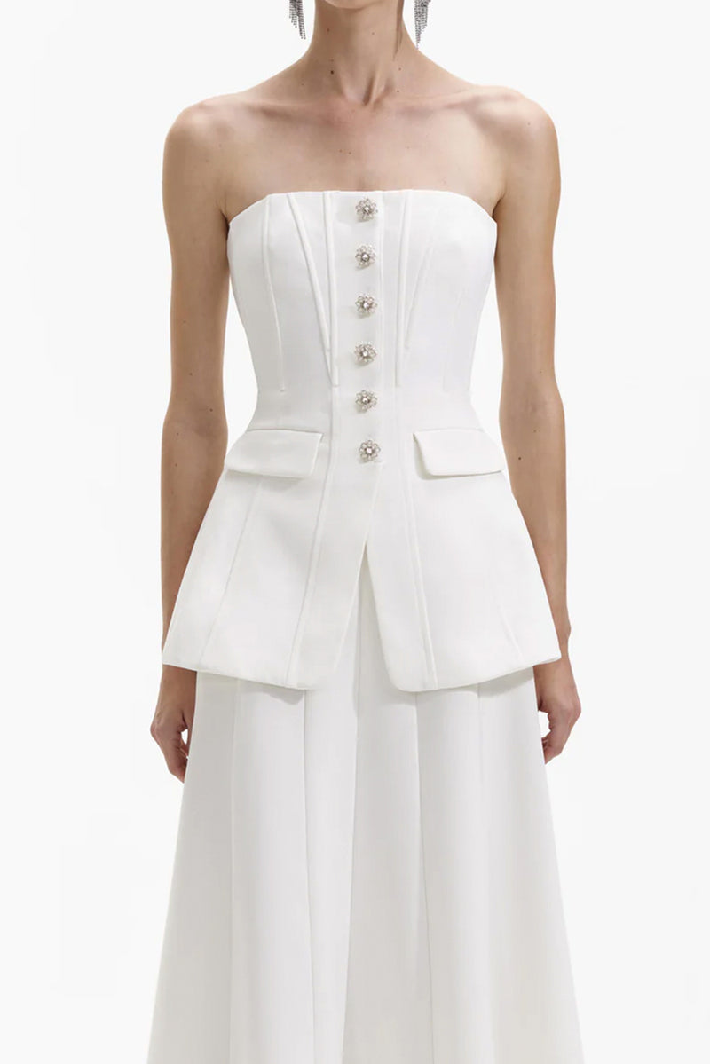Bandeau Crepe Midi Dress - White