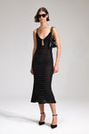 Black Beaded Knit Midi Dress