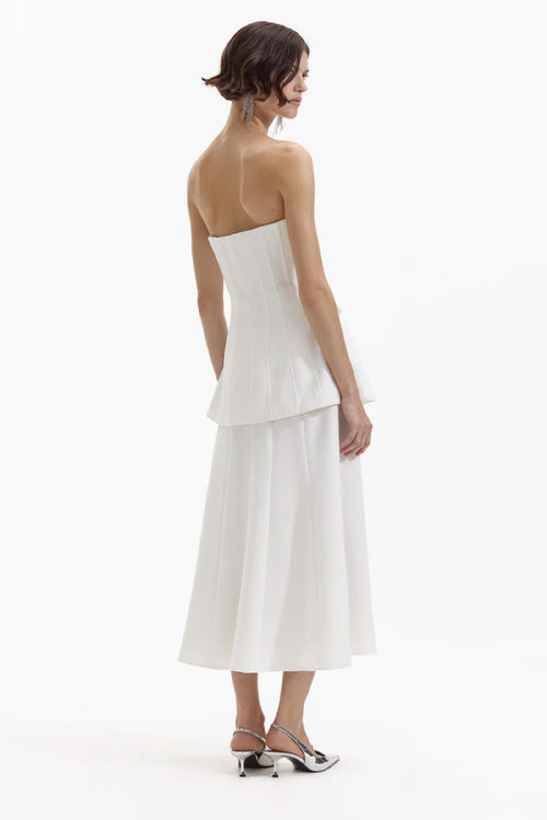 Bandeau Crepe Midi Dress - White