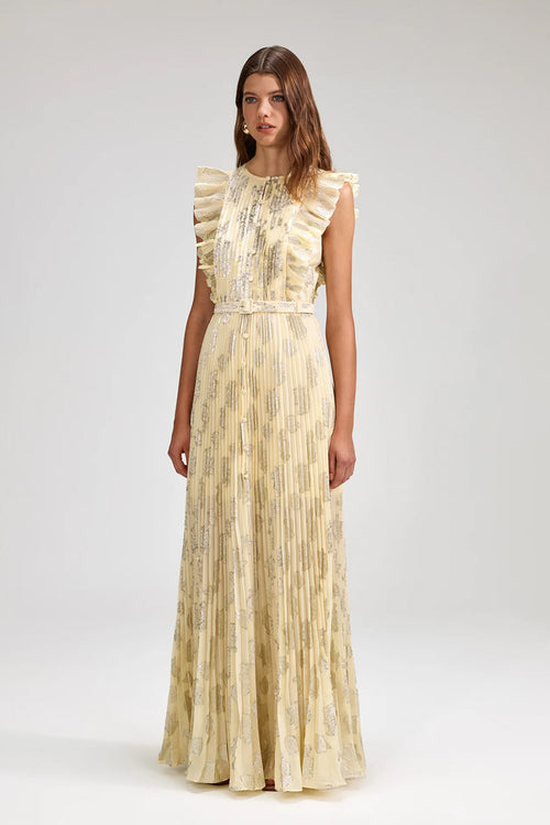 Metallic Jacquard Maxi Dress