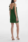 Satin Flower Mini Dress - Green
