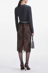 Lace Midi Skirt - Black