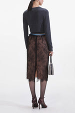 Lace Midi Skirt - Black