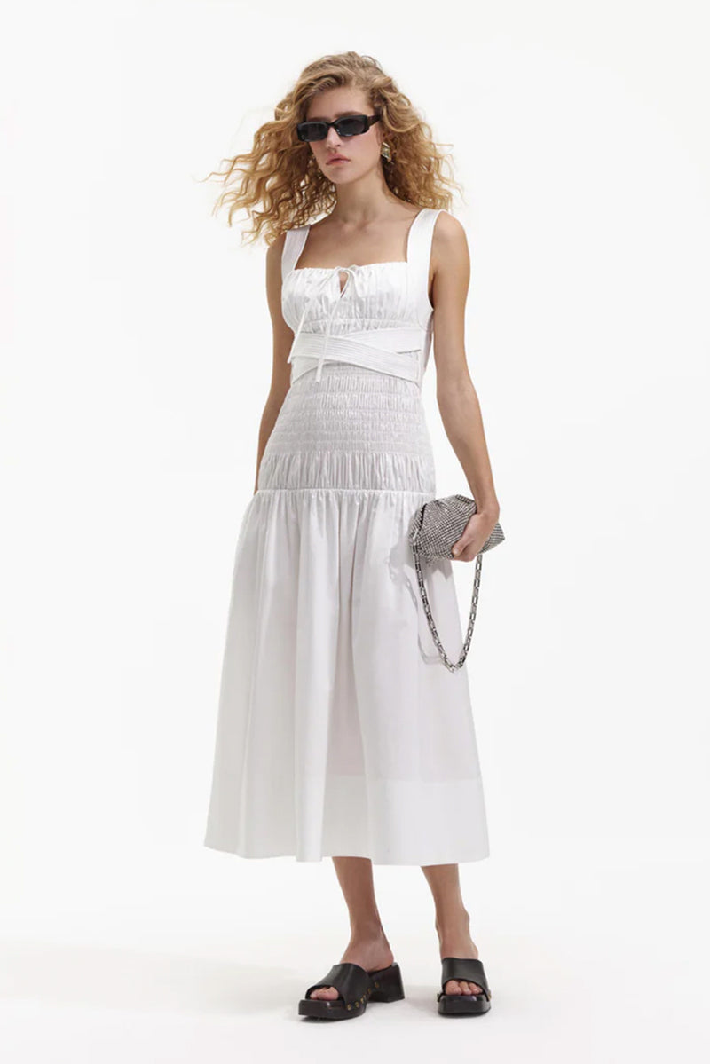 Cotton Midi Dress - White