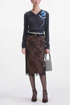 Lace Midi Skirt - Black