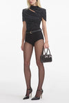 Stretch Crepe  Lace Short - Black