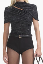 Stretch Crepe  Lace Short - Black