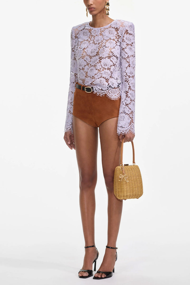 Lace Fluted Sleeve Top - Lilac