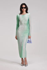 Green Contour Print Midi Dress - Green