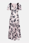 Satin Floral Midi Dress - Pink