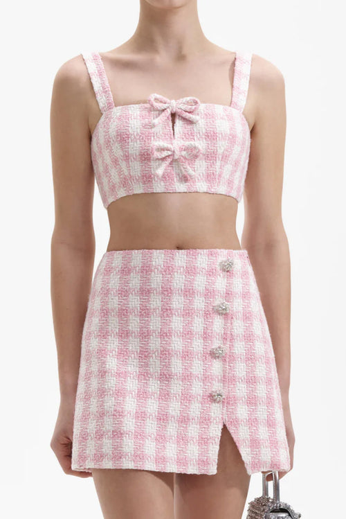 Check Boucle Mini Skirt - Pink