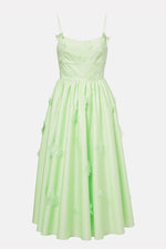 Cotton Flower Midi Dress - Green