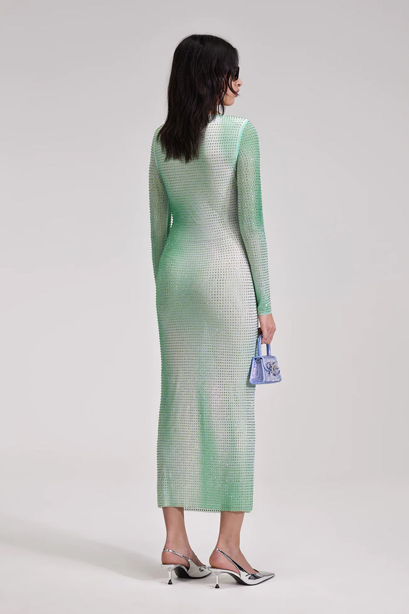 Green Contour Print Midi Dress - Green