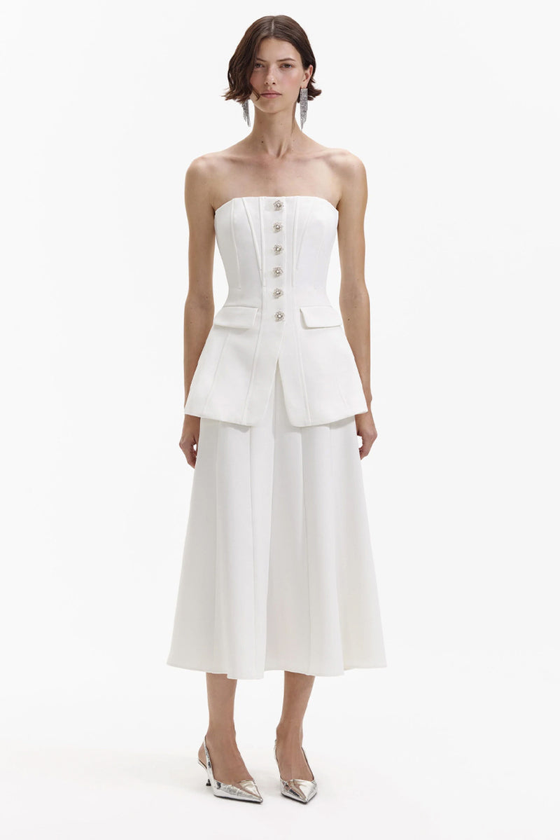 Bandeau Crepe Midi Dress - White