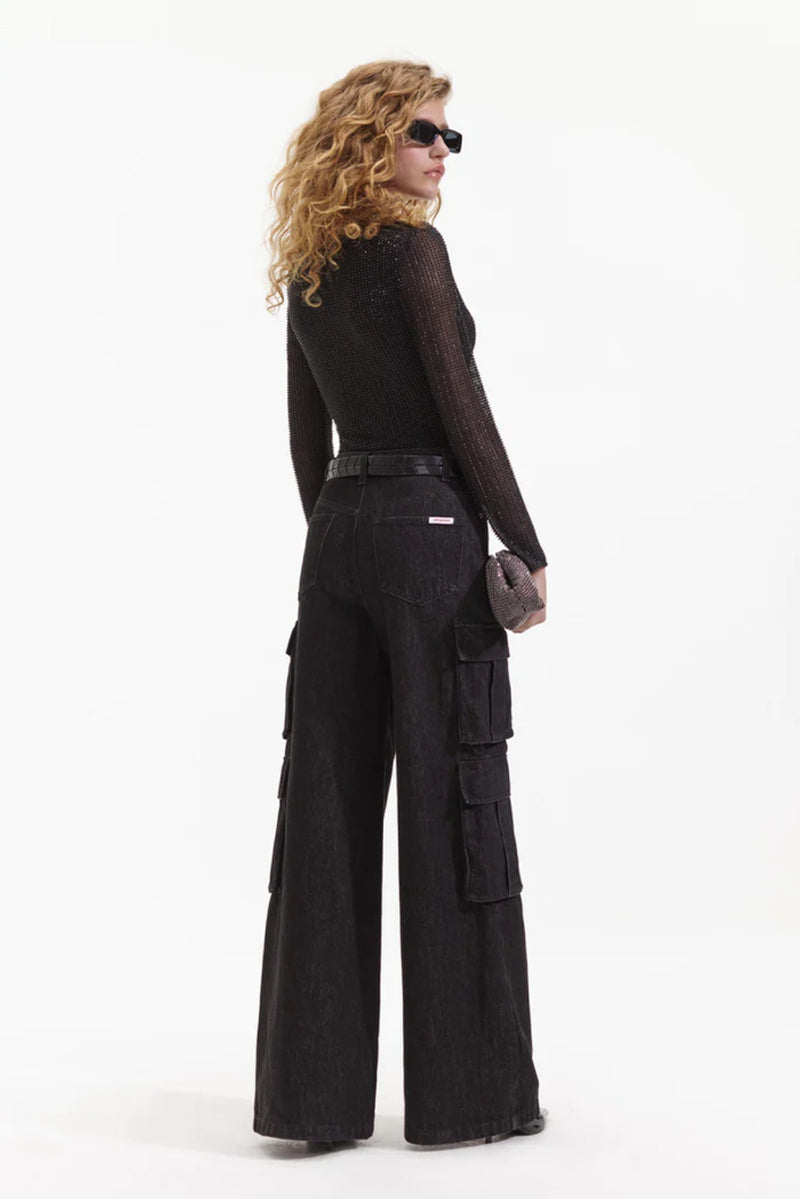 Beaded Mesh Top - Black
