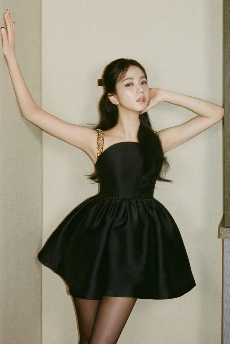 Taffeta Embellished Mini Dress