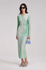 Green Contour Print Midi Dress - Green