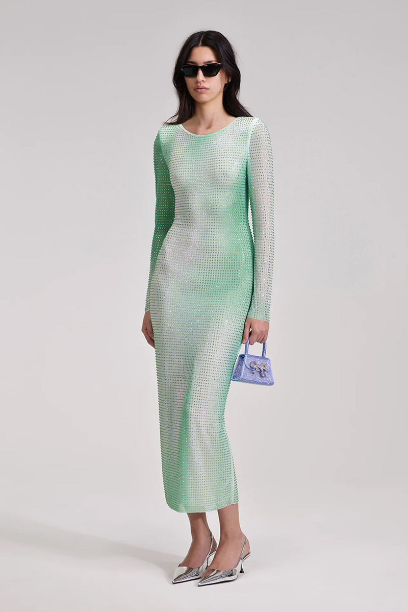 Green Contour Print Midi Dress - Green