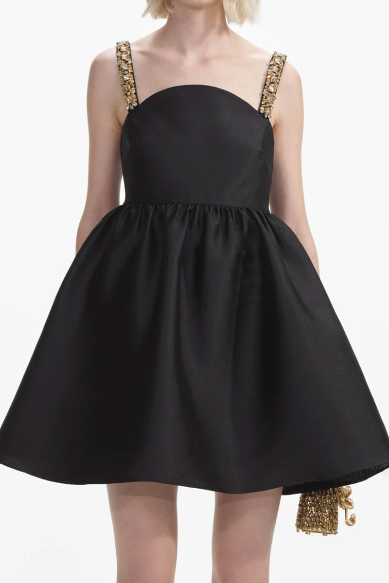 Taffeta Embellished Mini Dress