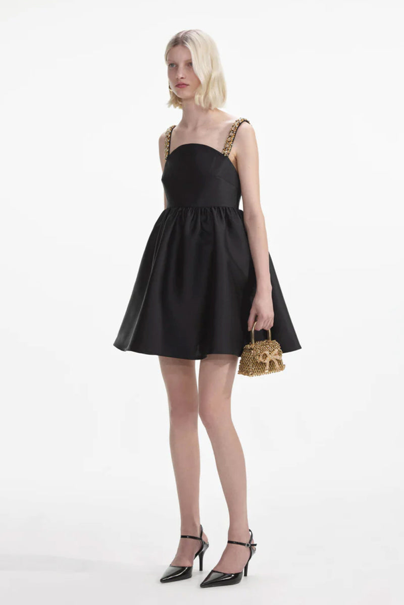 Taffeta Embellished Mini Dress