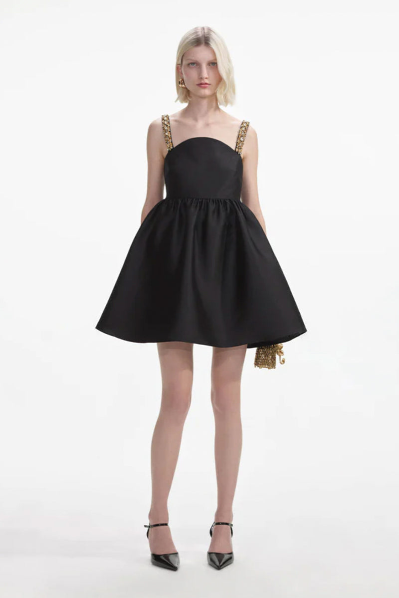 Taffeta Embellished Mini Dress