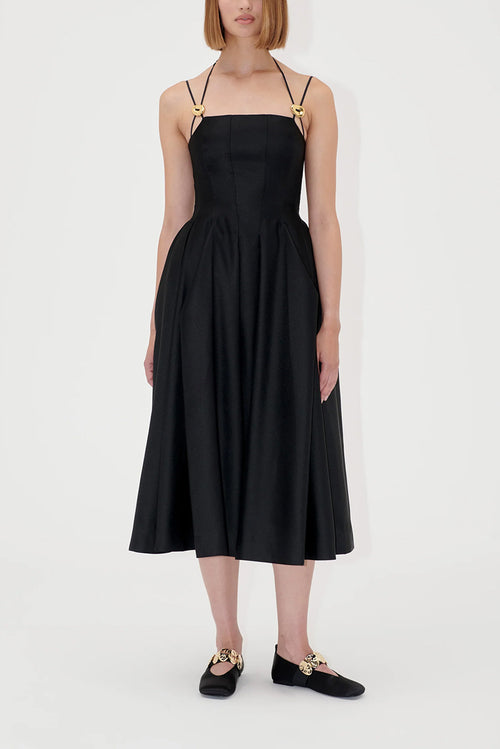 Satin Tailoring Dress - Black