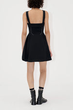 Structured Crepe Mini Dress - Black