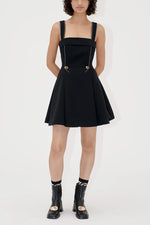 Structured Crepe Mini Dress - Black