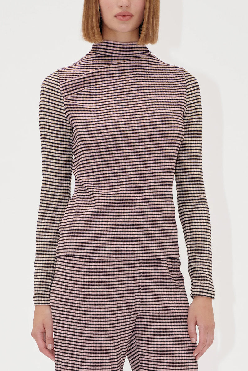 Patchwork Jersey Long Sleeve Top - Pink/Black