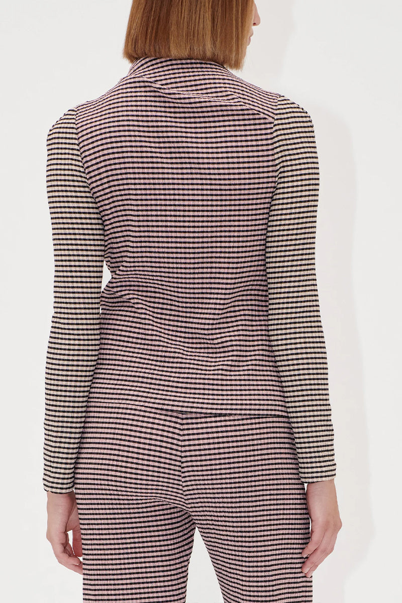 Patchwork Jersey Long Sleeve Top - Pink/Black