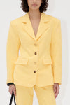 Textured Cotton Jacquard Tailored Jacket - Mimosa