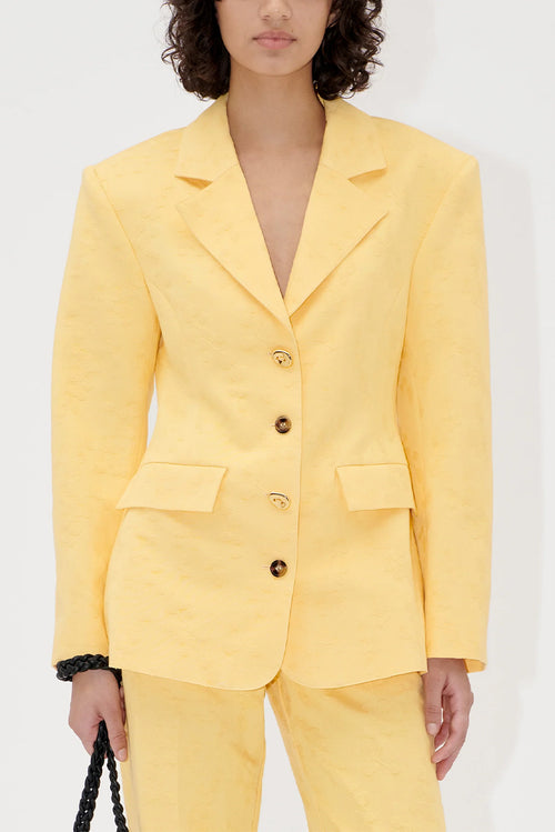 Textured Cotton Jacquard Tailored Jacket - Mimosa