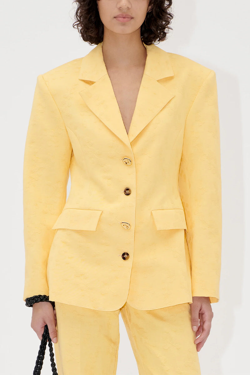 Textured Cotton Jacquard Tailored Jacket - Mimosa