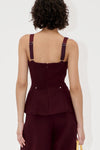 Double Sided Crepe Fitted Waist Top - Aubergine